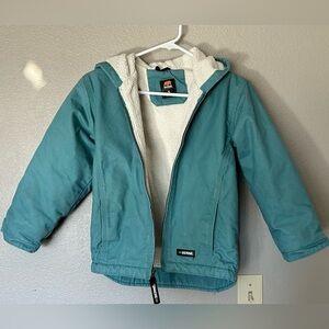 Berne Sherpa-Lined Canvas Softstone Hooded Coat Jacket Sz S (Youth 7-8)